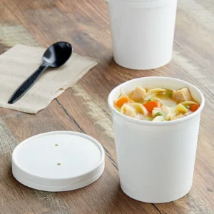 Empress Paper Food / Soup Container w/Lid 16 oz White Combo